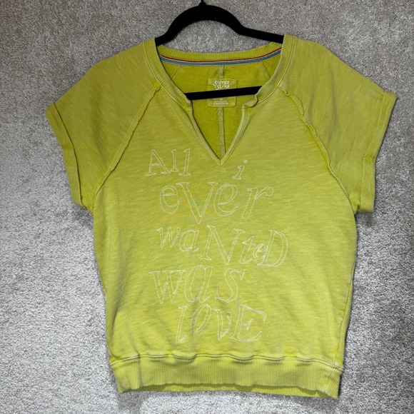 Scott Csoke Anthropologie Sweatshirt XS All I Ever Wanted Was Love Green - Picture 3 of 11